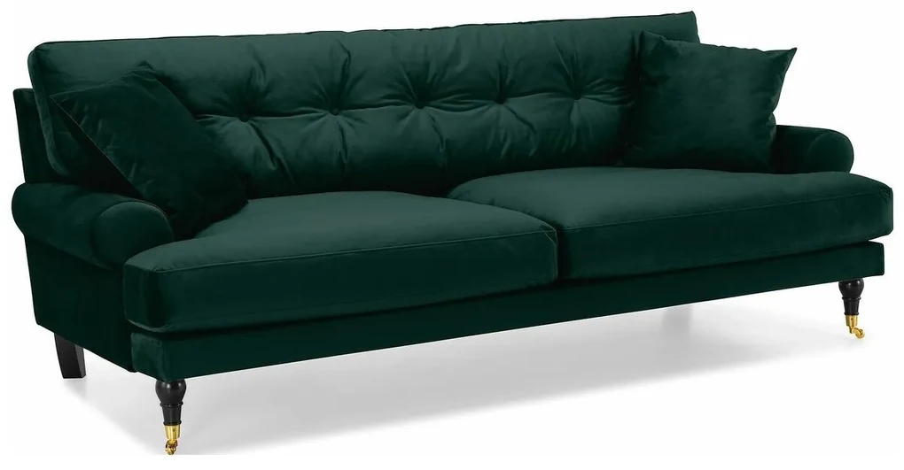 Canapea Seattle E134Numărul de locuri: 3, Verde, 222x100x87cm, Tapiterie, Picioare: Lemn, Role