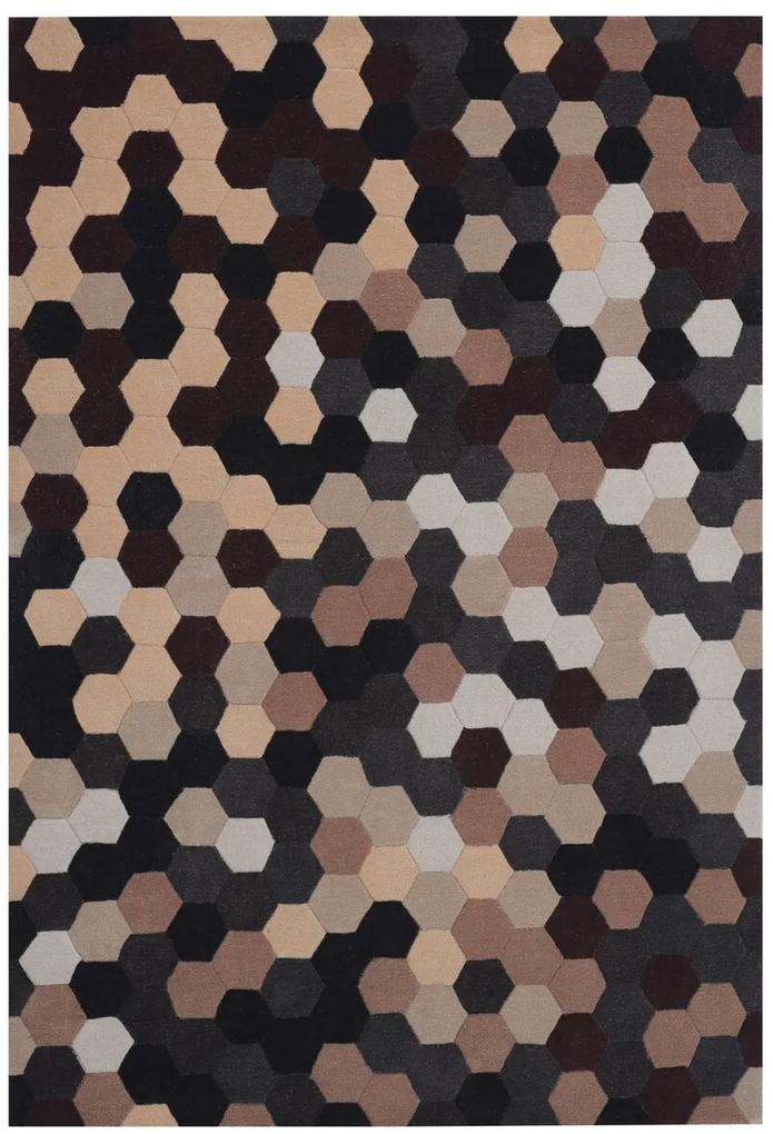 Covor Puzzle Bedora,160x230 cm, 100% lana, multicolor, finisat manual
