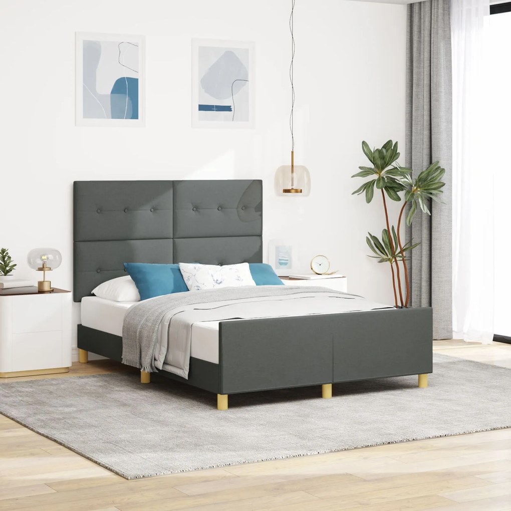 vidaXL Cadru de pat, gri închis, 160x200 cm, textil