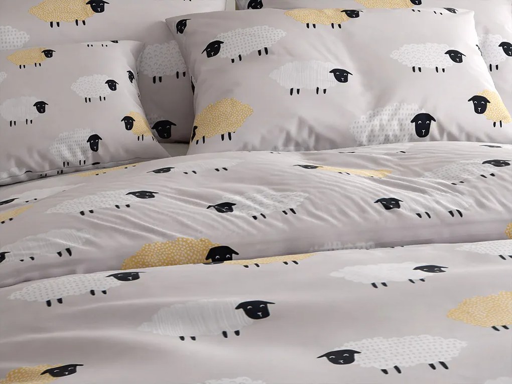 Lenjerie de pat din microfibra SHEEP DREAM gri Dimensiune lenjerie de pat: 70 x 90 cm | 140 x 200 cm