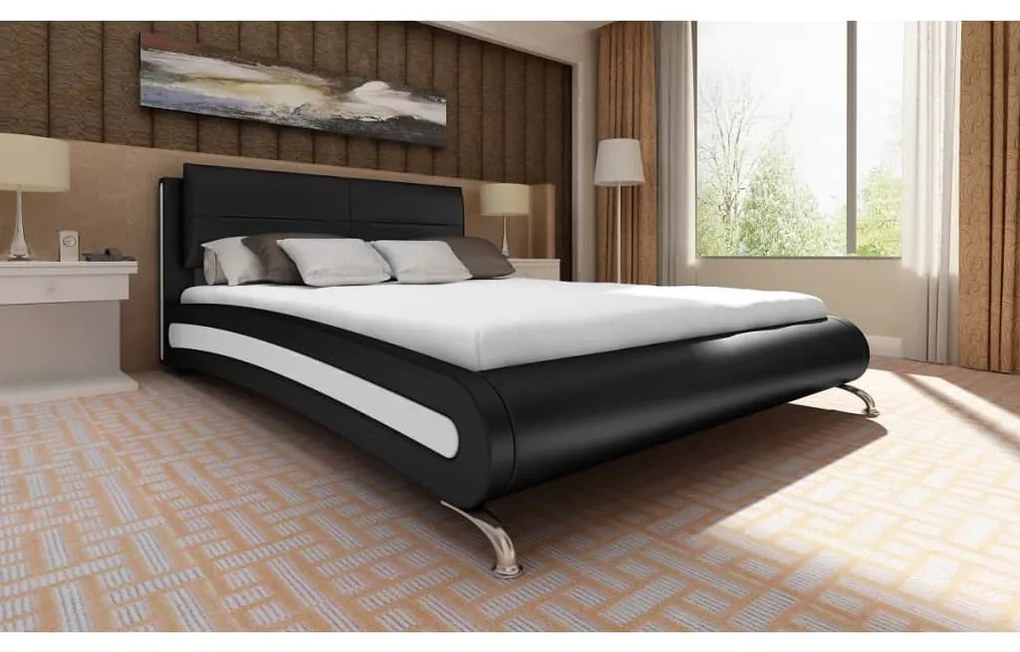 240075 vidaXL Cadru de pat, negru, 140 x 200 cm, piele artificială