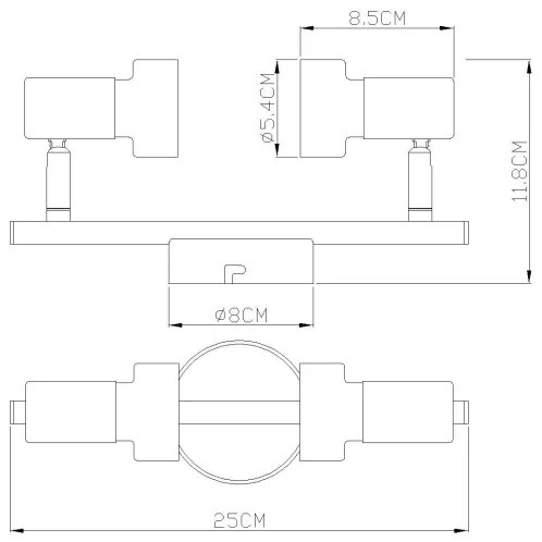 Spot Globo 57917-2G MASON 2xGU10/25W/230V negru/auriu