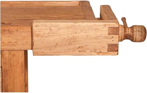 Banc de tamplar, L184 74 H92 cm, 4 sertare, natur antic, lemn masiv