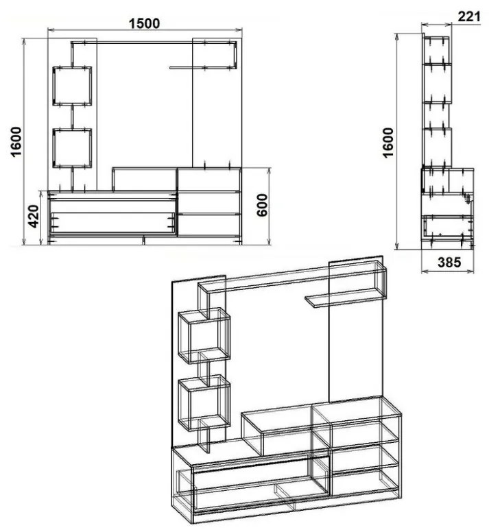 Ansamblu Comoda TV Aiden sonoma-alb 150x38,5x160cm
