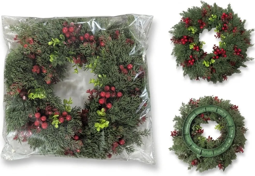 Coronita de Advent pentru usa RED BERRIES Ø 35 cm, verde/rosu