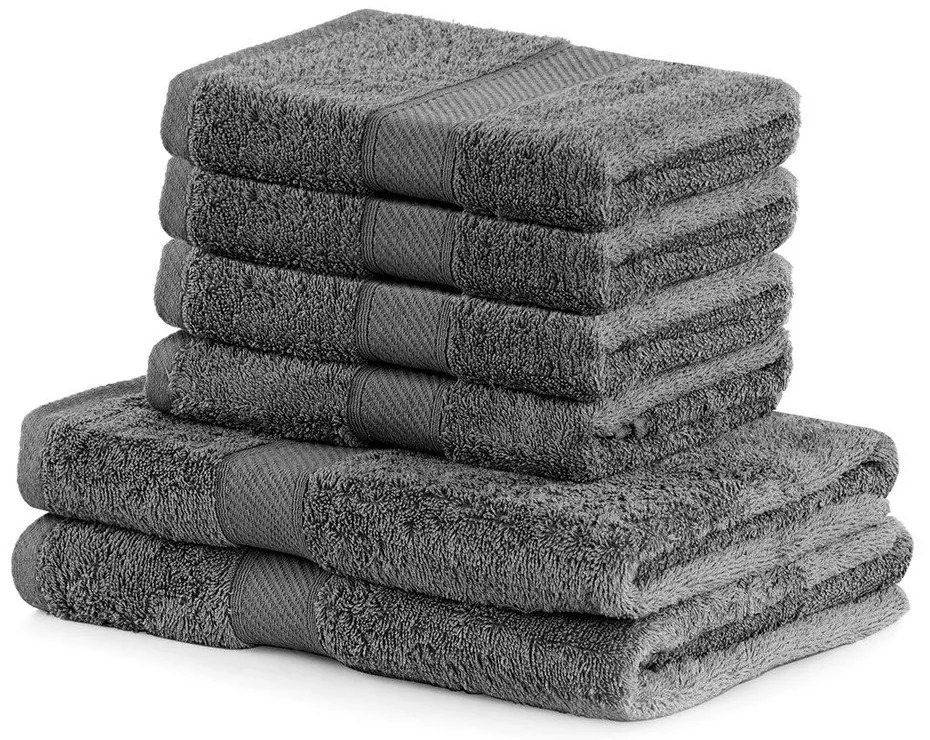 Set 6 prosoape DecoKing Bamby Charcoal, gri închis