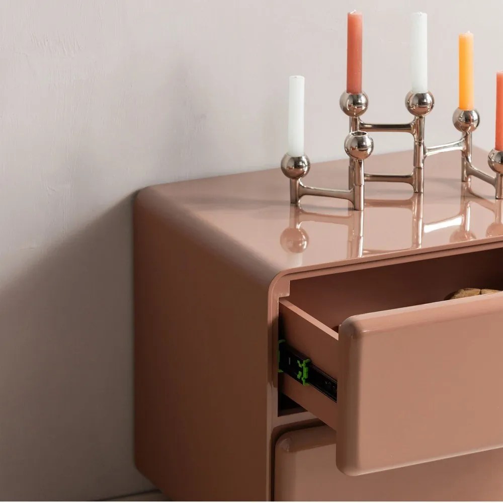 Noptieră roz cu aspect lucios Lustra – WOOOD