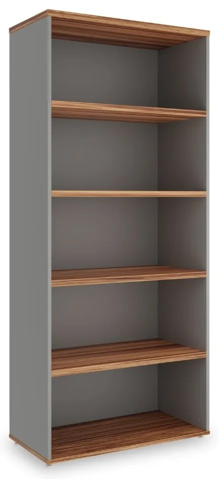 Dulap înalt SimpleOffice 80 x 40 x 180 cm, nuc / gri