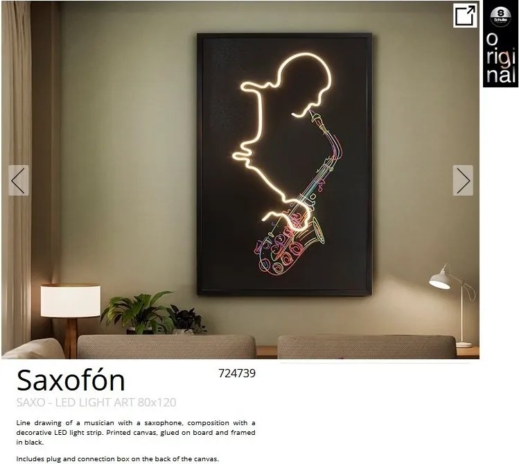 Tablou de perete decorativ cu iluminat Saxofon