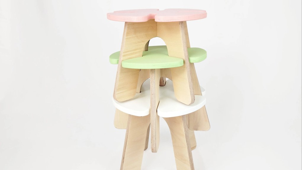 Taburet pentru copii LEAF Pink
