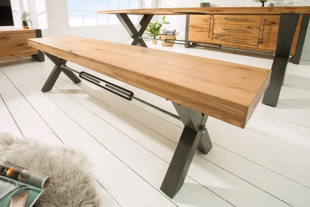 Banca Design Industrial Thor 180cm stejar salbatic
