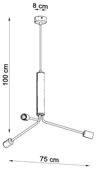 Lustră pe cablu DUOMO 3D 3xE27/60W/230V negru