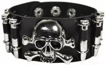 Bratara piele naturala Bullet &amp; Skulls 4cm x 23cm