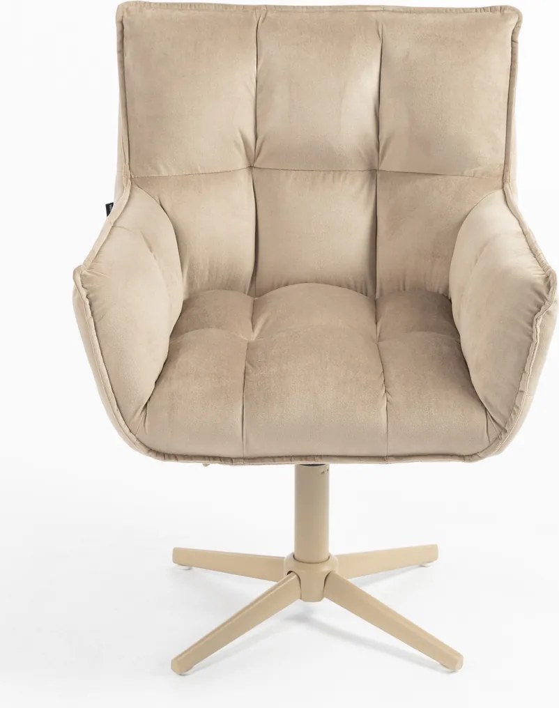 HR560CROSS Scaun Catifea Latte cu Bază Crem