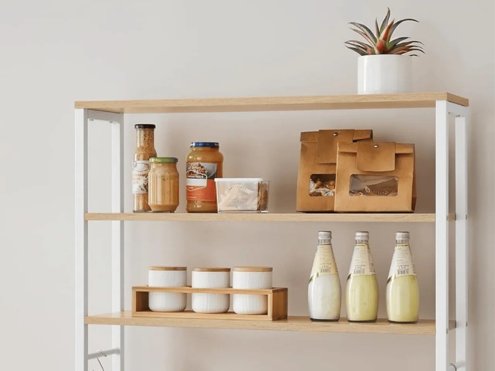 Raft de bucatarie LORANO 167x80 cm, alb / decor stejar