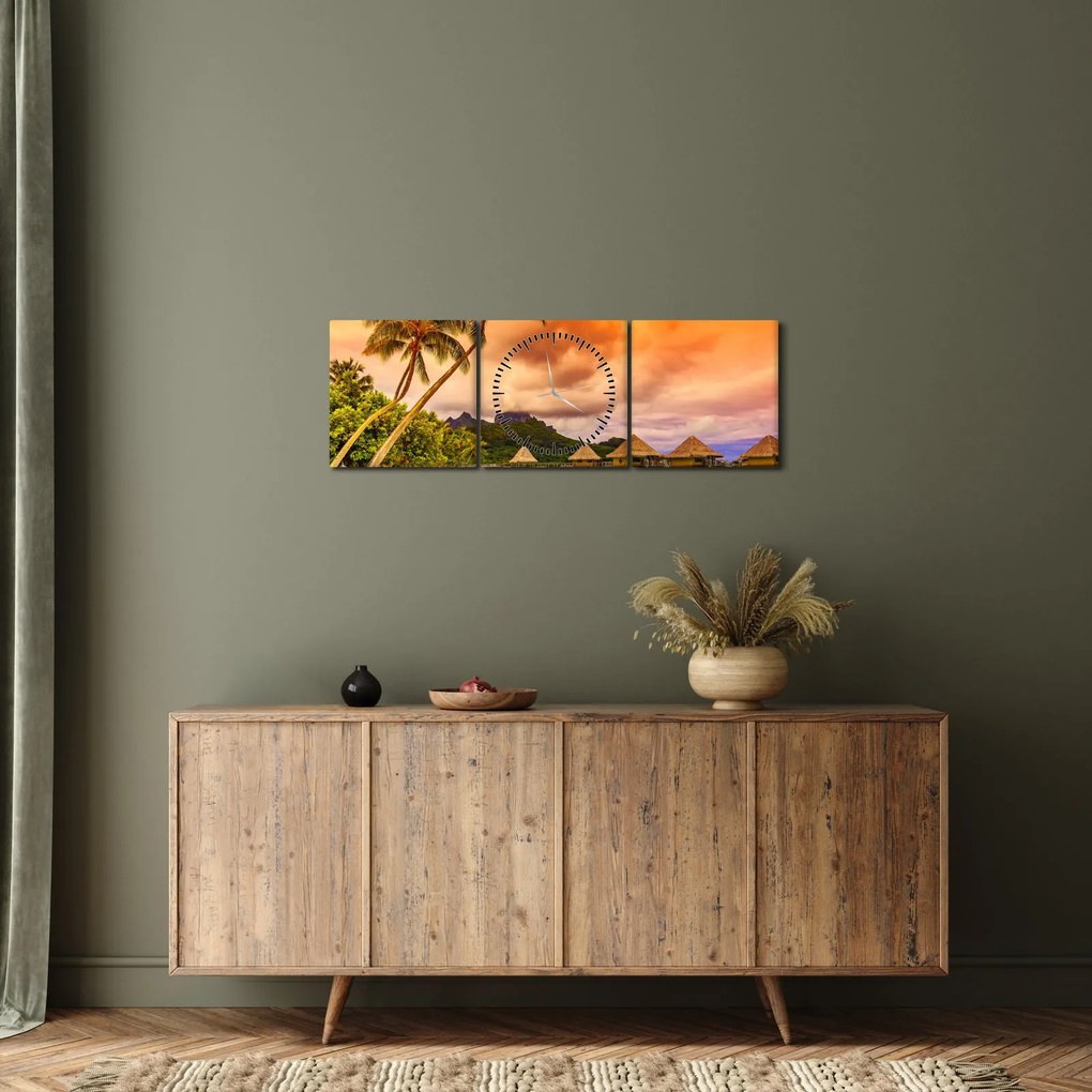 Tablou - Insula Bora Bora (cu ceas) (90x30 cm)
