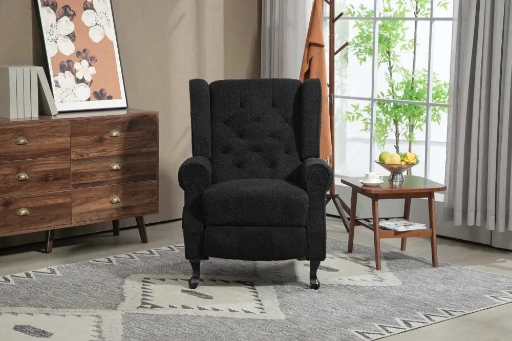 RESIGIALT- Fotoliu Masaj, Incalzire, telecomanda, rabatabil, suport picioare extensibil, textil, Negru