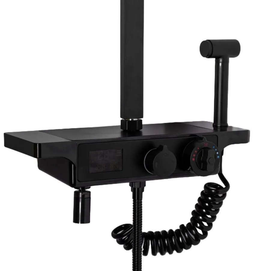 Coloană de Duș cu Afisaj MCD Inox Negru Model SJG/001 – Tehnologie Avansată și Design Elegant pentru Baia Modernă