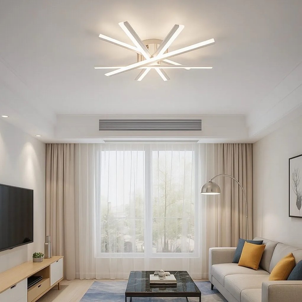 Lustră LED cu Telecomandă – Design Geometric, 3 Tipuri de Lumină, Intensitate Reglabilă, Dimmabilă
