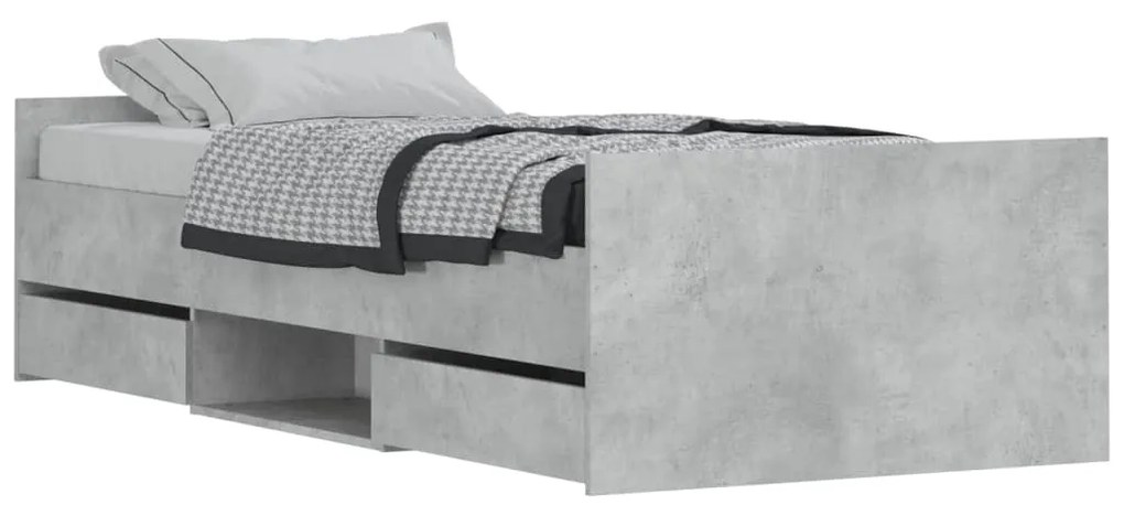 3203799 vidaXL Cadru de pat cu tăblie la cap/picioare, gri beton, 100x200 cm