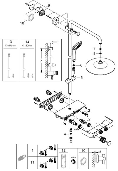 GROHE EUPHORIA SMARTCONTROL - Sistem de duș 260 mm, crom lucios (26509000)