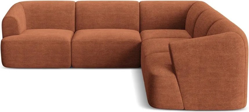 Colțar teracotă cu tapițerie din catifea reiată Campi – Cosmopolitan Design