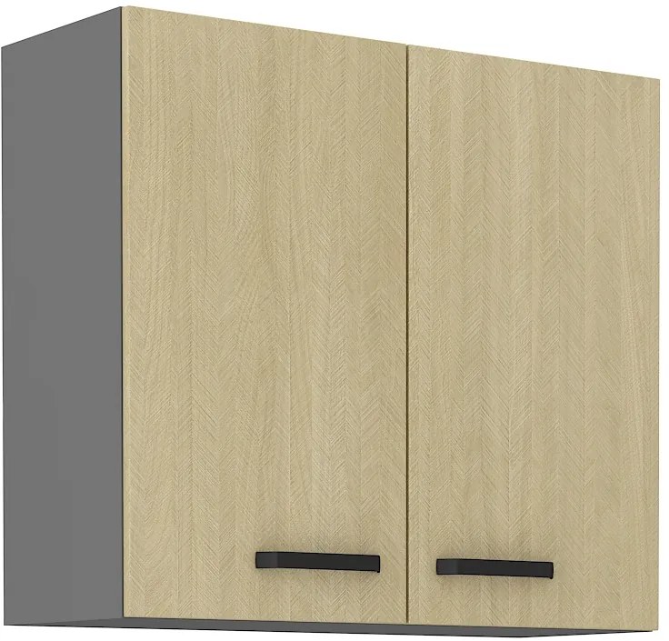 Dulap superior de bucătărie Scarmi 80 G-72 2F (Antracit + Herringbone scandi). 1049775