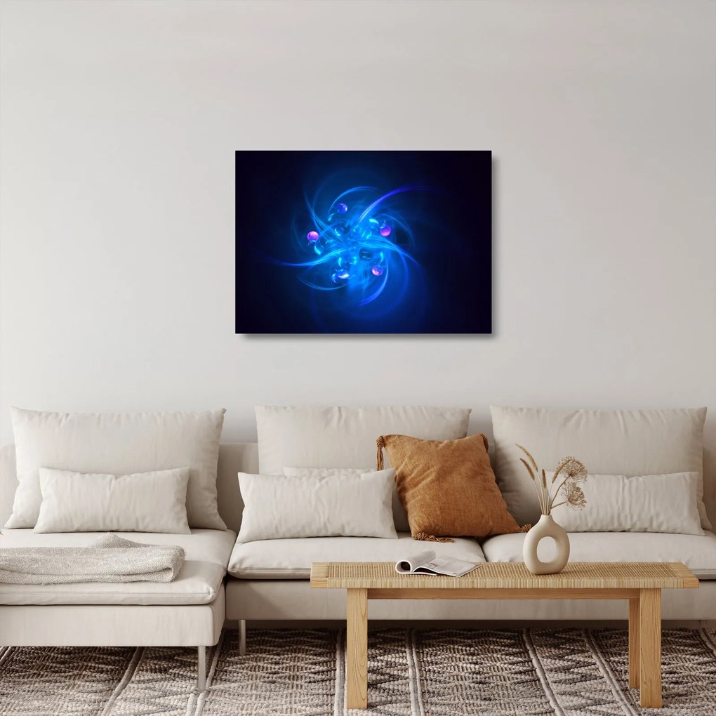 Tablou pe sticlă modern cu abstracțiune albastră (70x50 cm)