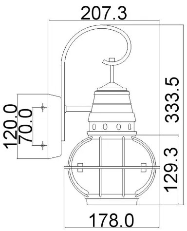 Kichler KL-BRIDGEPOINT-S-NBR - Aplica de exterior BRIDGEPOINT 1xE27/60W/230V IP44