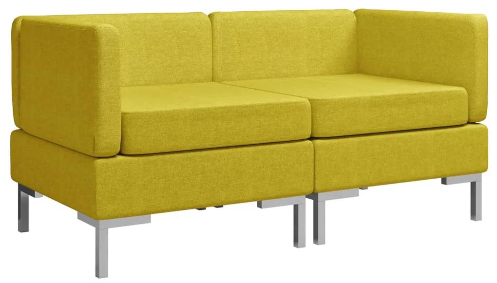 Canapele de colt modulare cu perne, 2 buc., galben, textil Galben, 2x corner sofas
