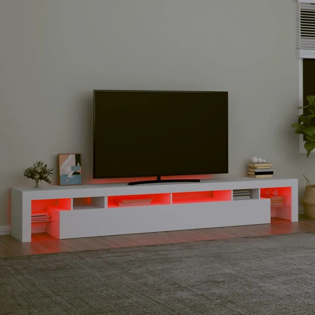 Comode TV cu lumini LED, alb 1, Alb, 260 x 36.5 x 40 cm