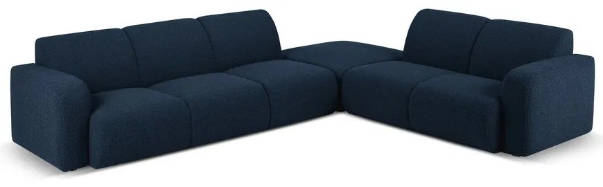 Colțar albastru închis cu tapițerie din stofă bouclé (colț dreapta) Molino – Micadoni Home