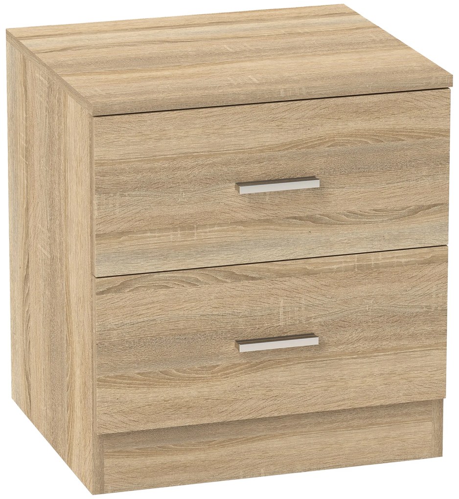 HOMCOM Masuta de Noapte cu 2 Sertare Masuta Auxiliara pentru Sufragerie Dormitor Incarcare 30 kg 45x39,5x49 cm Lemn Natural | Aosom Romania