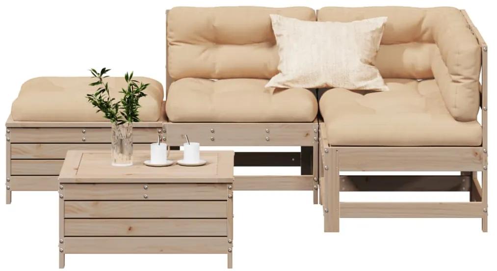 3250700 vidaXL Set mobilier de grădină cu perne, 5 piese, lemn masiv de pin