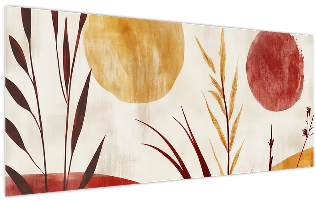 Tablou - Plante și cercuri (120x50 cm)
