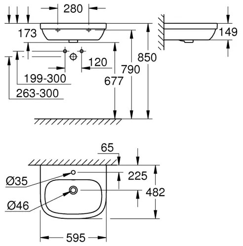GROHE 39335000 - Lavoar EURO CERAMIC, 595 × 482 mm, ceramică, alb