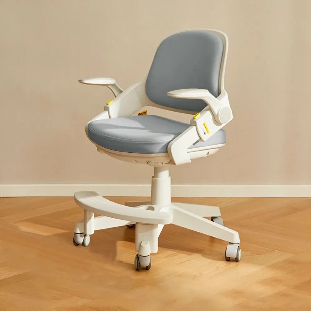 JUNIOR STUDY PRO – Scaun ergonomic rotativ pentru copii, reglabil pe înălțime, suport picioare reglabil, rotativ 360°, roți cu blocare automată, Albastru