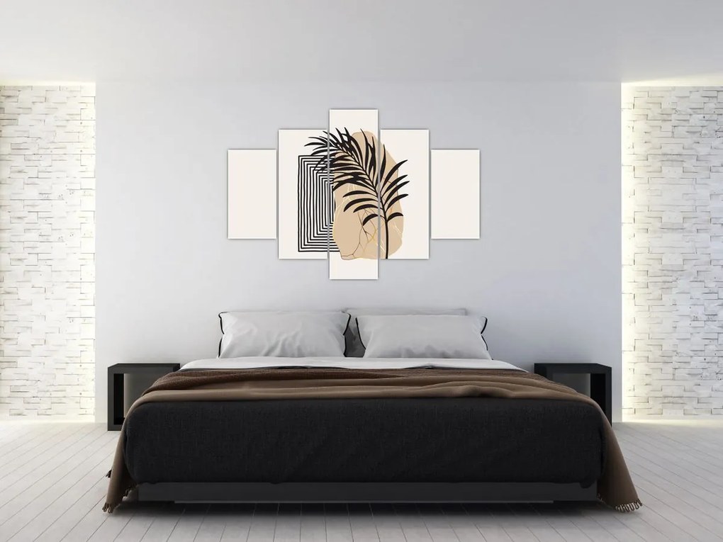 Tablou - Abstracție cu frunze tropicale N⁰3 (150x105 cm)