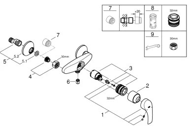 GROHE 33555002 - Baterie de duș EUROSMART DN 15 crom lucios