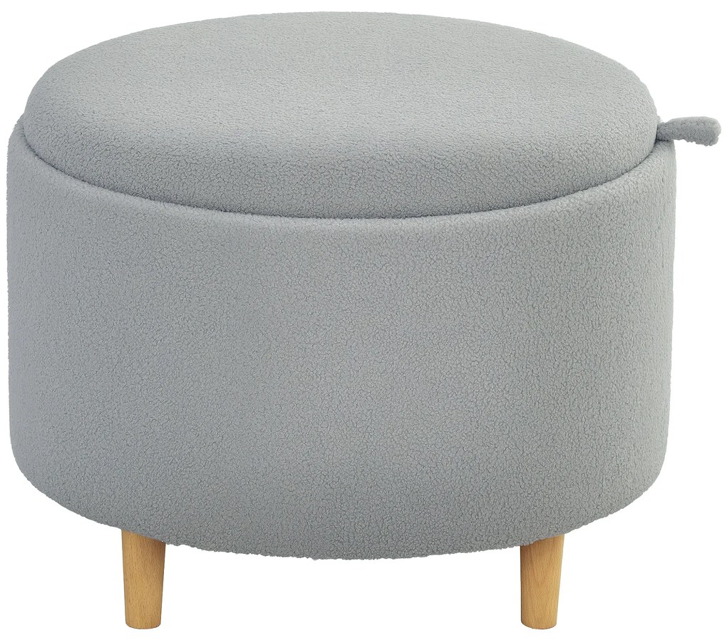 HOMCOM Scaun depozitare, Teddyfleece, capac ascuns, reversibil, 56 cm x 56 cm x 42 cm, Gri | Aosom Romania