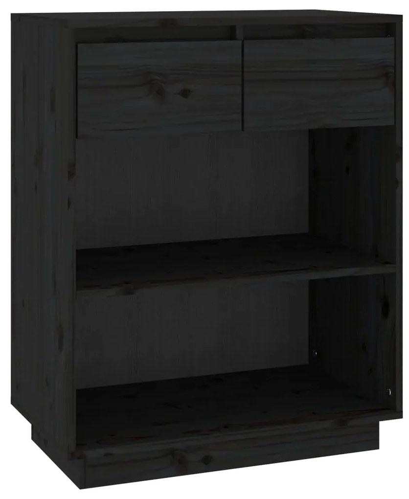 813838 vidaXL Dulap consolă, negru, 60x34x75 cm, lemn masiv de pin