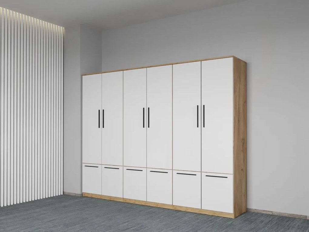 Set mobila dormitor 4 piese Alb/Stejar Levi C14