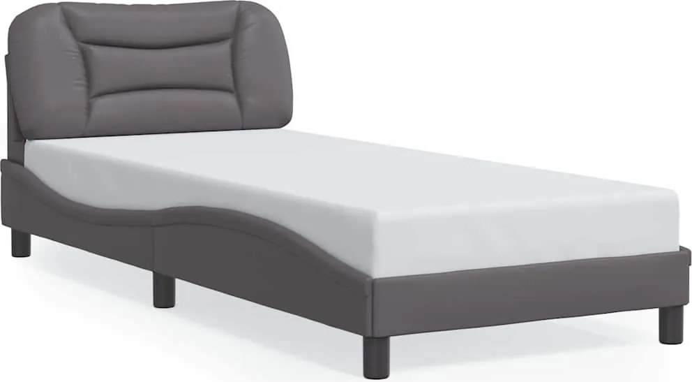 vidaXL Cadru de pat fără saltea, Hvar, gri, 80x200 cm, piele ecologică