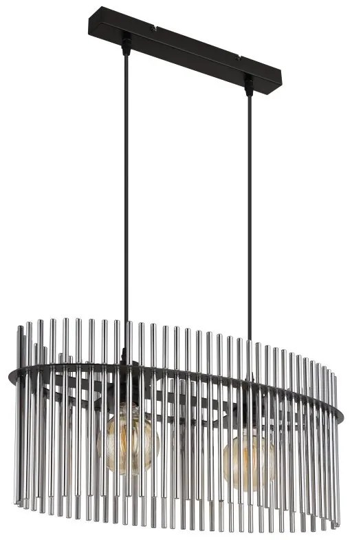 Lustra suspendata, Metal Negru, Sticla Fumurie, GORLEY 15698H3 GL