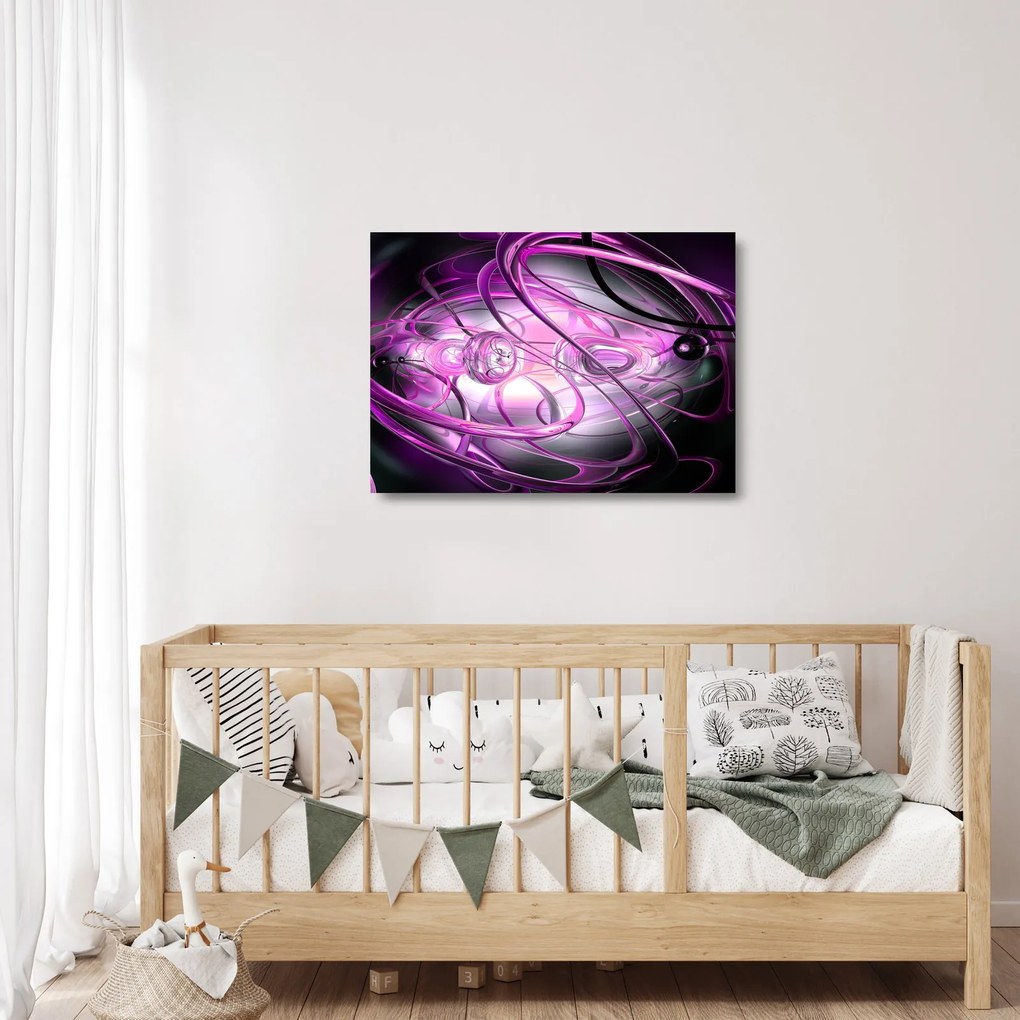 Tablou pe sticlă cu abstracție frumoasă în violet (70x50 cm)