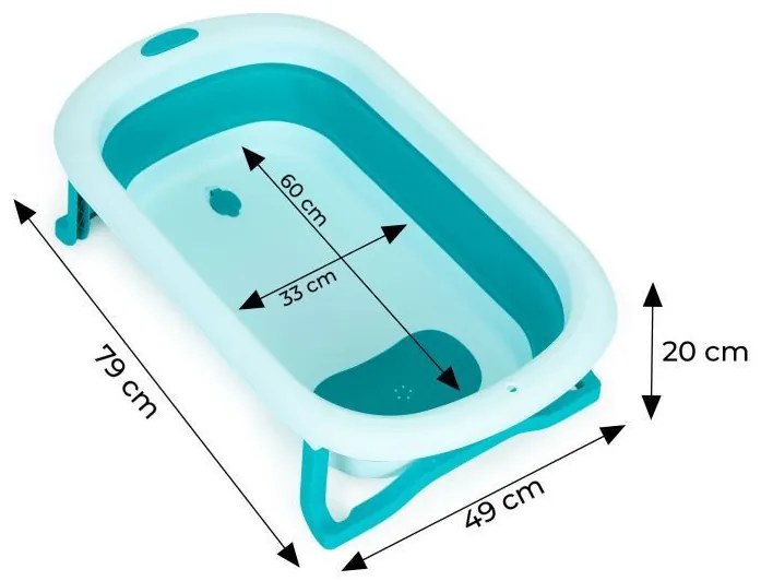 Cada pentru copii cu scurgere pliabilă verde