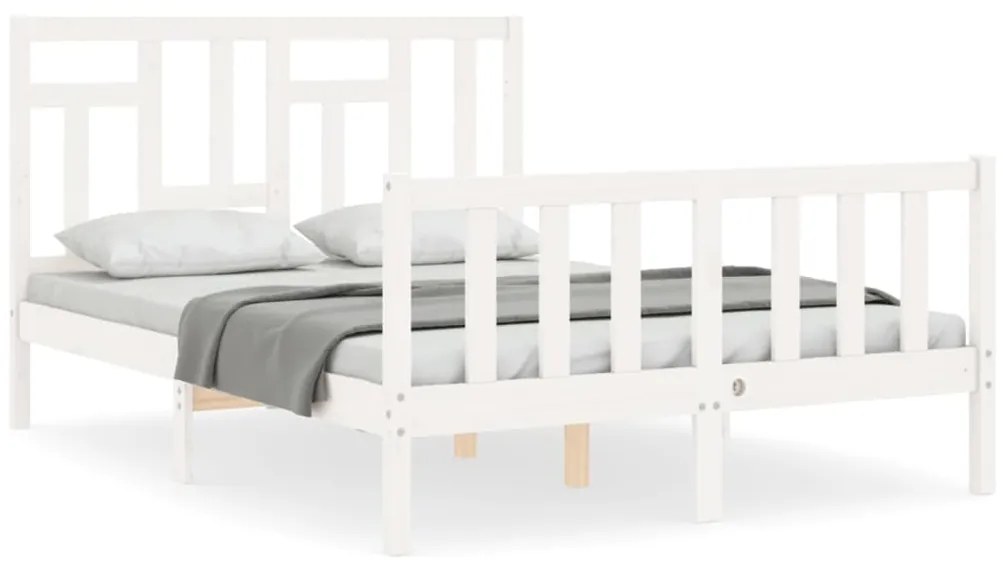 3193112 vidaXL Cadru de pat cu tăblie dublu mic, lemn masiv