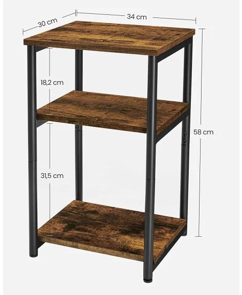 Masuta Cafea, Vintage Maro Si Negru, 34 X 58 X 30 Cm