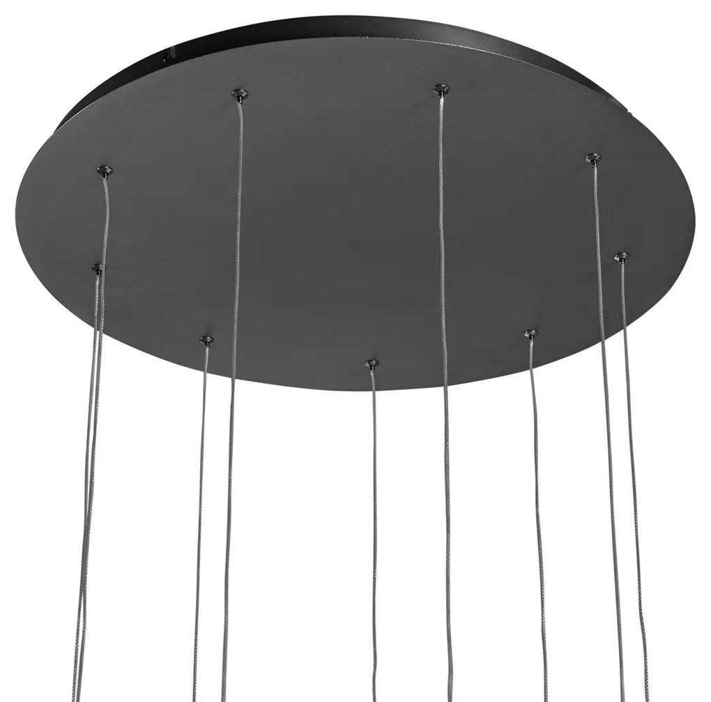 Lampă suspendată de designer neagră cu 9 lumini, incl. LED, reglabilă în 3 trepte - Vide Anella