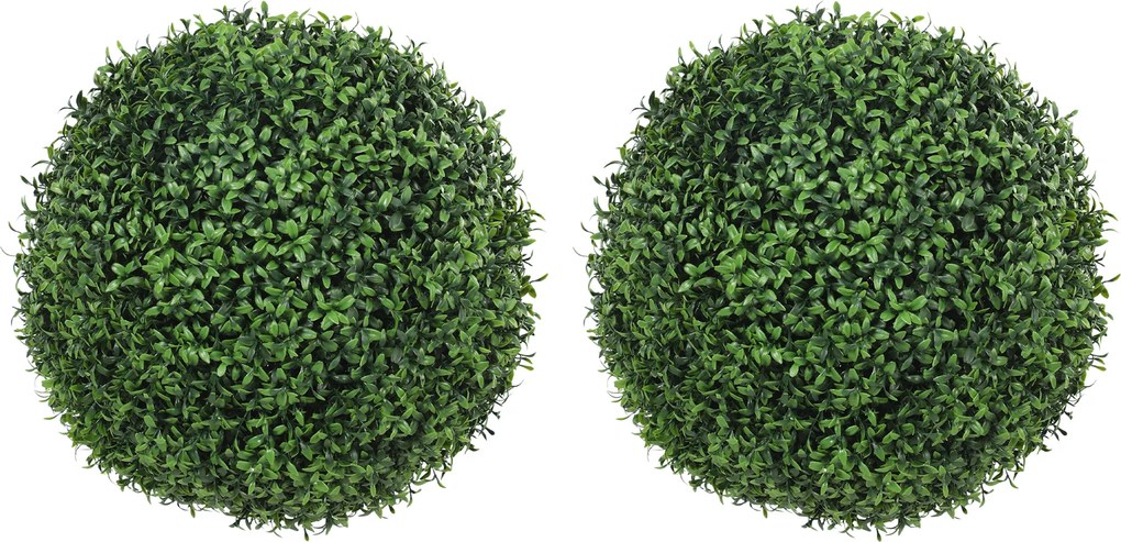 HOMCOM Plante Decorative Artificiale din Buxus cu 682 de Frunze, Rezistente la UV, Înălțime 42 cm | Aosom Romania